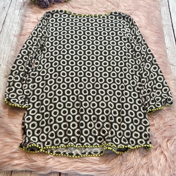 Boden Tessa Geometric Green 3/4 Sleeve Jersey Top sz 4 - Picture 11 of 11